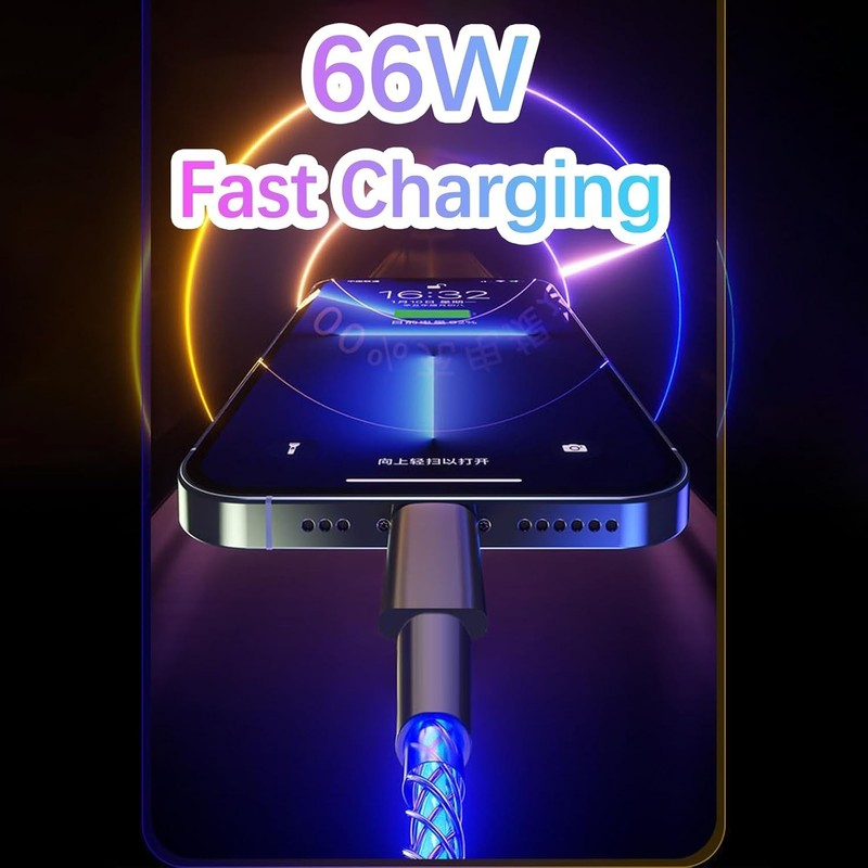 3.3FT RGB Flowing LED Fast Charging Cable 2-Pack 66W C to C gallery