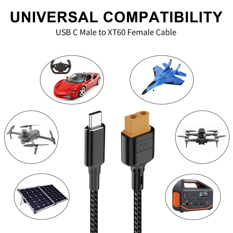 USB C To XT60 Adapter Cable Female Male PD 100W 20V/5A 3.3Ft Charging Cord gallery