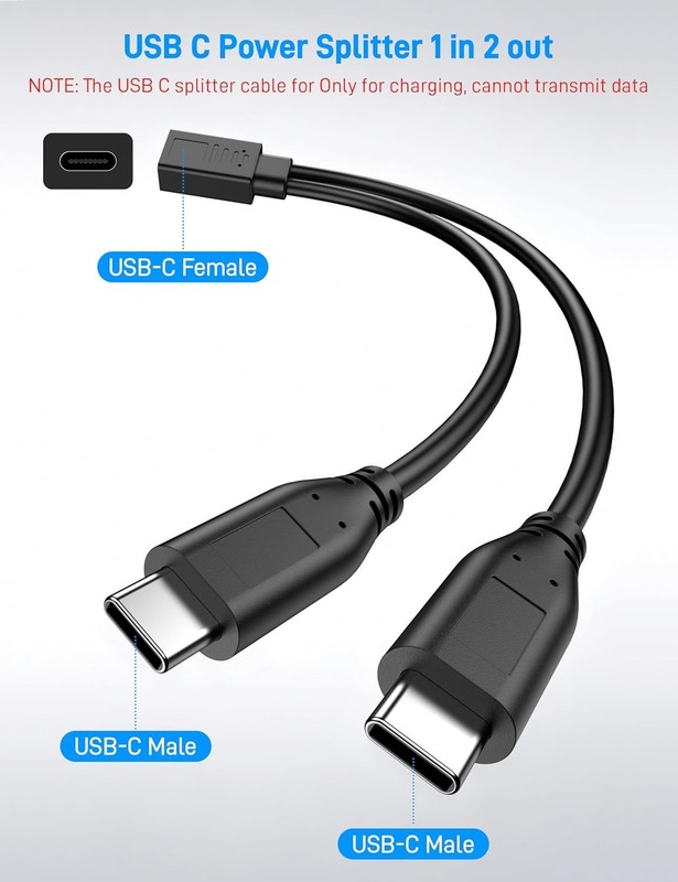 USB C Splitter 1 in 2 Out, USB Type C Splitter, USB C Female to Dual Type C Male gallery
