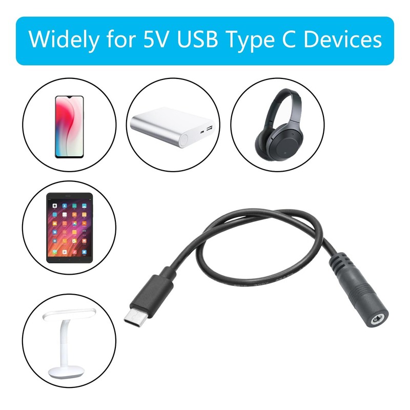 4 PCS DC 3.5x1.35mm To USB C Power Cable 1FT Female To Type C Male Plug 5V 3A gallery