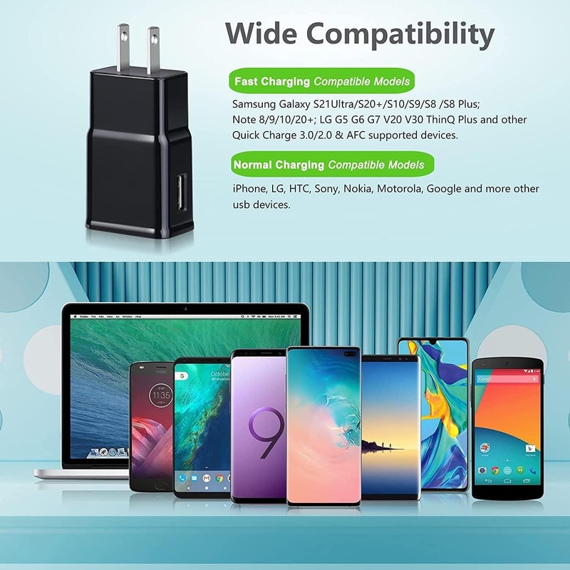 6-Pack Fast USB Wall Charger Block for Android & iPhone, Rapid Charging Compatib gallery
