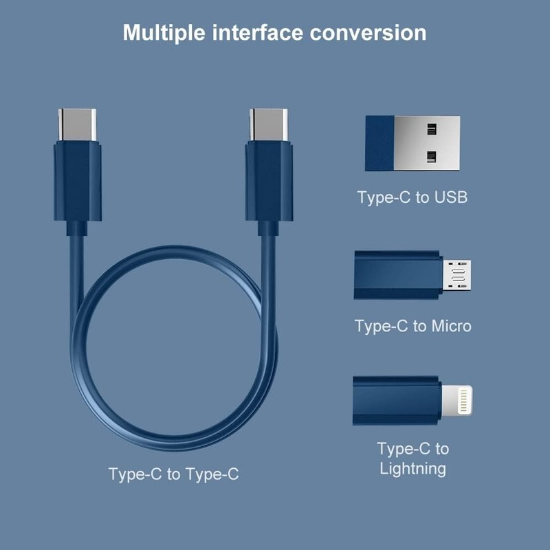 USB Adapter, Micro Charging Cable with C Lighting Blue gallery