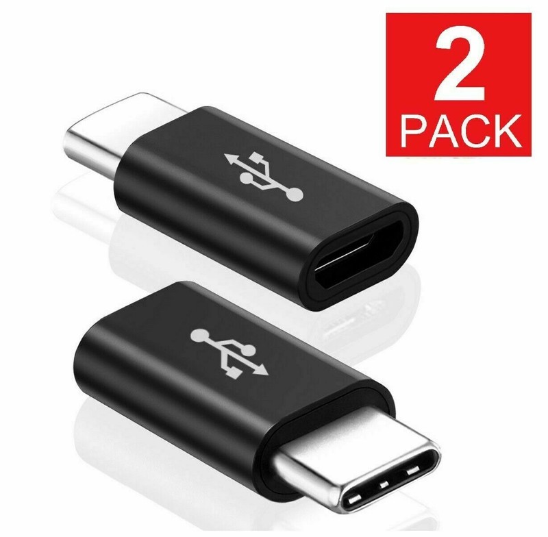 2 Pack Micro USB to Type C Adapter Converter Micro-B to USB-C Connector USA ADP
