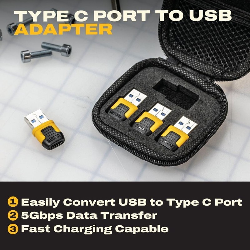 Heavy Duty USB-C to USB-A Adapter 4 Pack with Case - Fast Charging 3.0, 5Gbps Da gallery