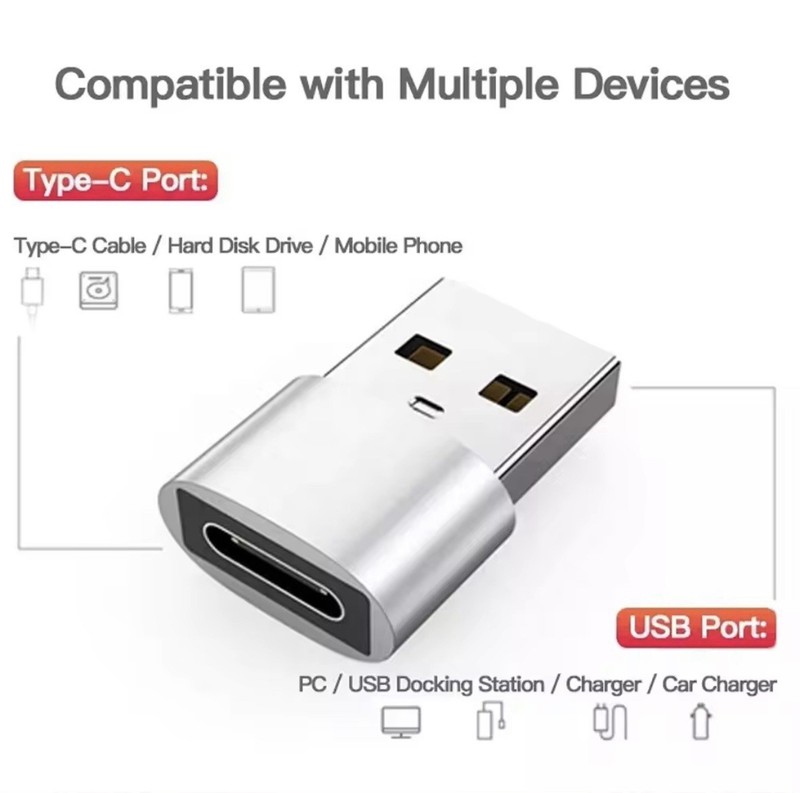 USB To USB C Adapter Type C Female To A Male Charger Converter (2pack) gallery