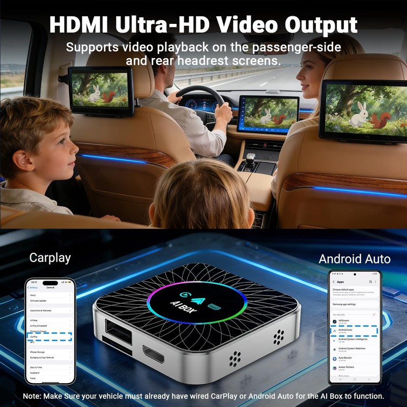 AI Box Carplay, 4+32GB Car Video Box for Netflix/YouTube/TikTok/TF Card & HDM... gallery