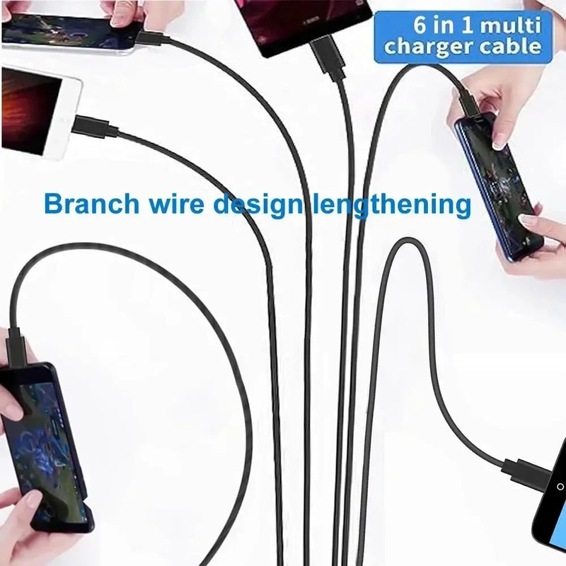 6 in 1 USB Charging Cable Micro USB Type C Splitter for iPhone and Android gallery