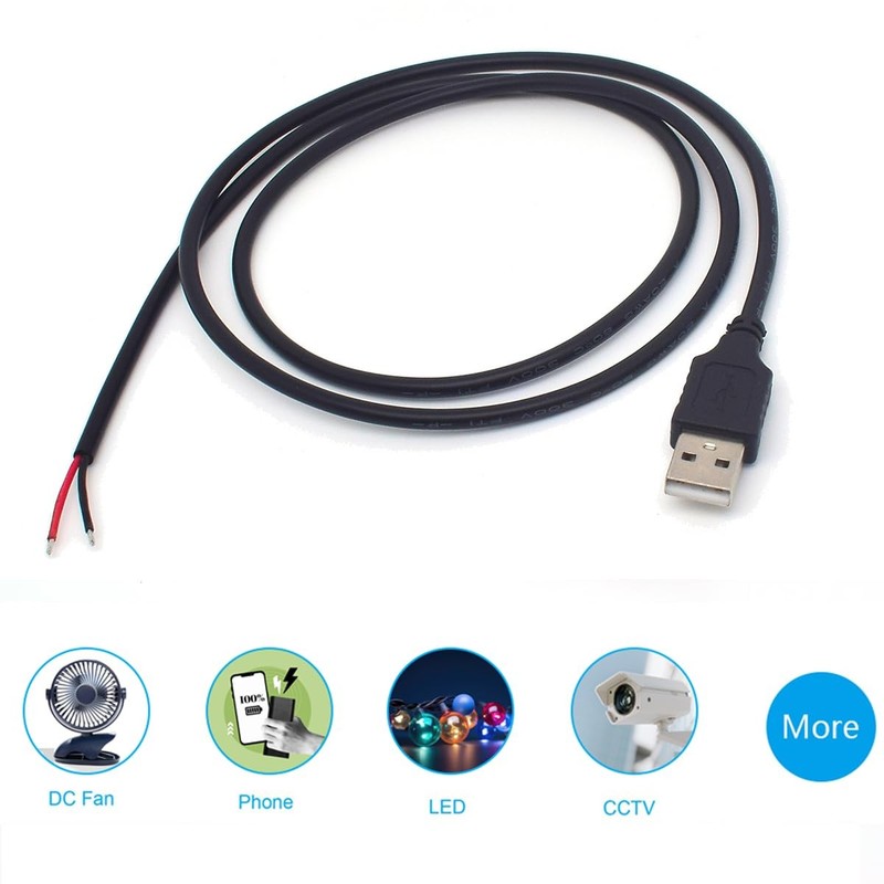 3PCS 1M/3.3FT USB A Pigtail Cable - 20AWG, 5V 5A Power, DIY, USB Plug gallery
