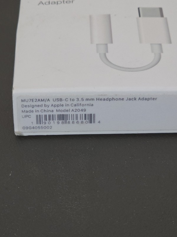 Genuine Apple USB-C to 3.5 mm Headphone Jack Adapter MU7E2AM/A A2049 gallery