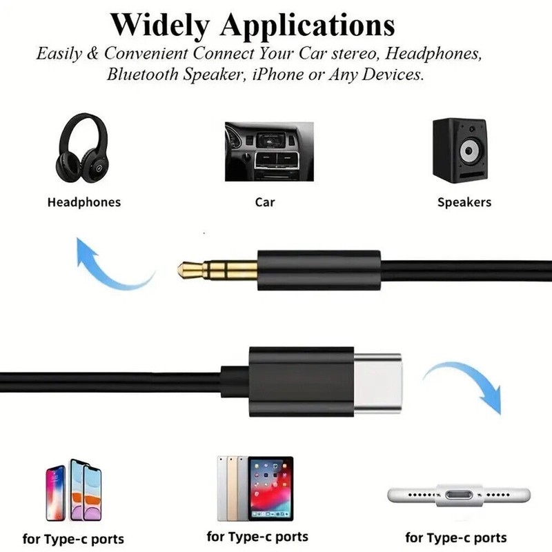 For iPhone 15/Pro/Max/Plus - USB-C to 3.5mm Aux Cable Audio Cord Car Stereo USA gallery