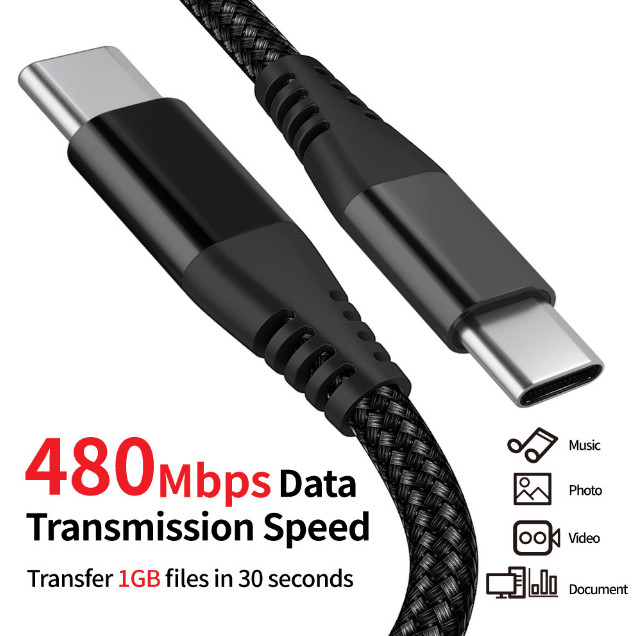 60W Type-C Cable USB-C to USB-C Fast Charger Charging 10FT Cord For iPhone 15 16