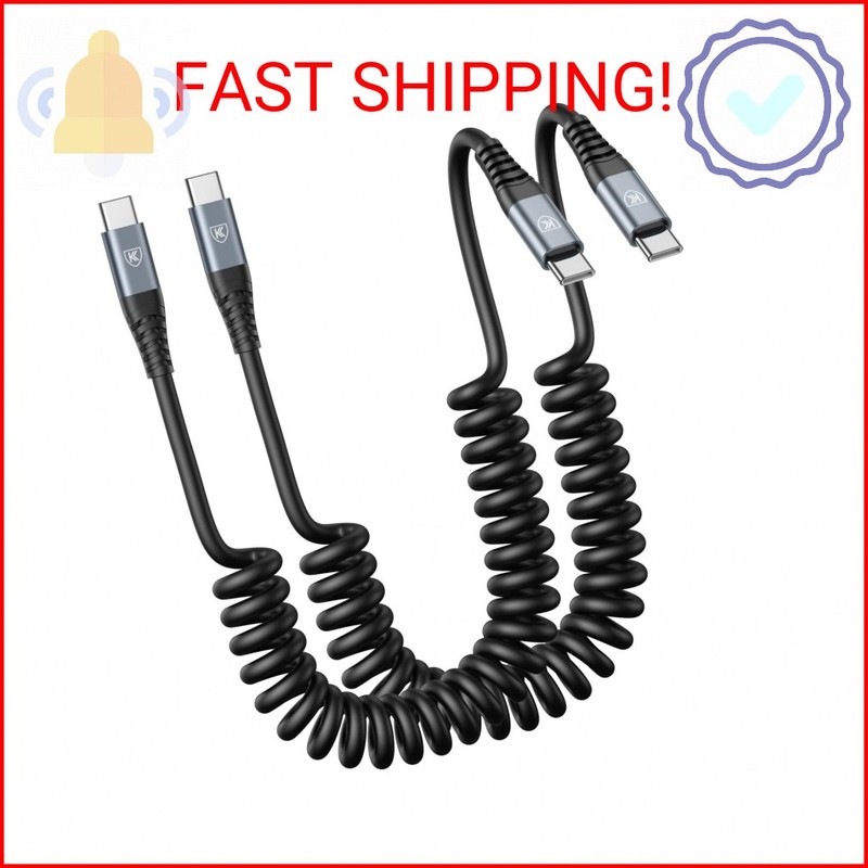 USB C to C Cable 3ft 2Pack Coiled USB C Charger Cable for Car Type C Fast Chargi