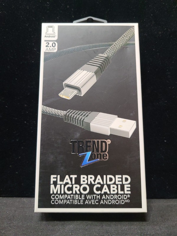 Micro usb to usb TREND Zone flat braided Micro cable 10 foot 2.0 Amp gallery