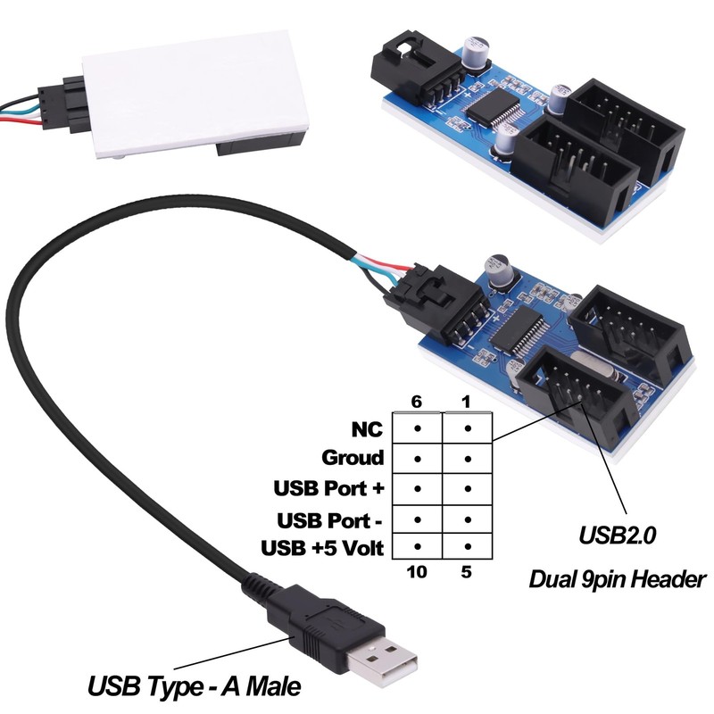 Motherboard Internal USB Hub Header Splitter USB A to Dual Motherboard 9 Pin ... gallery