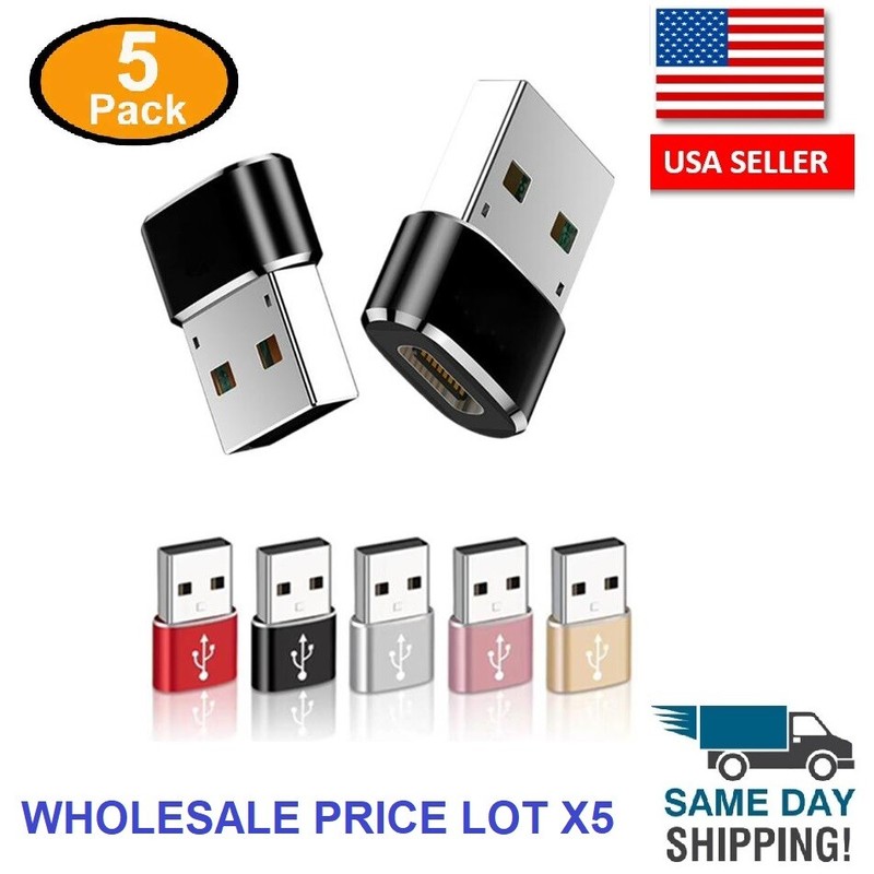5 PACK USB C 3.1 Type C Female to USB 3.0 Type A Male Port Converter Adapter