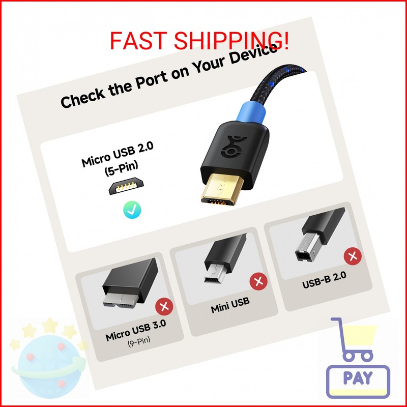 Cable Matters Braided USB C to Micro USB Cable - 3.3ft, [3A/15W Charging, 480Mbp gallery