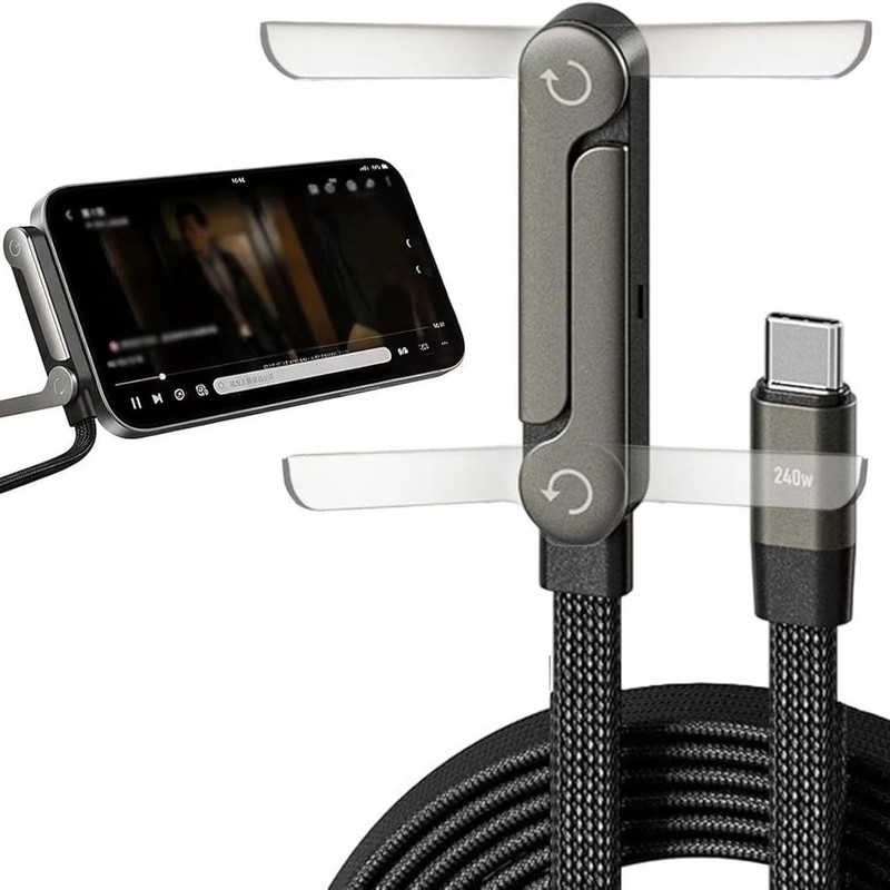 2in1 240W Fast Charging Cord For iPhone1716 With Phone Stand Foldable Holder Lot gallery
