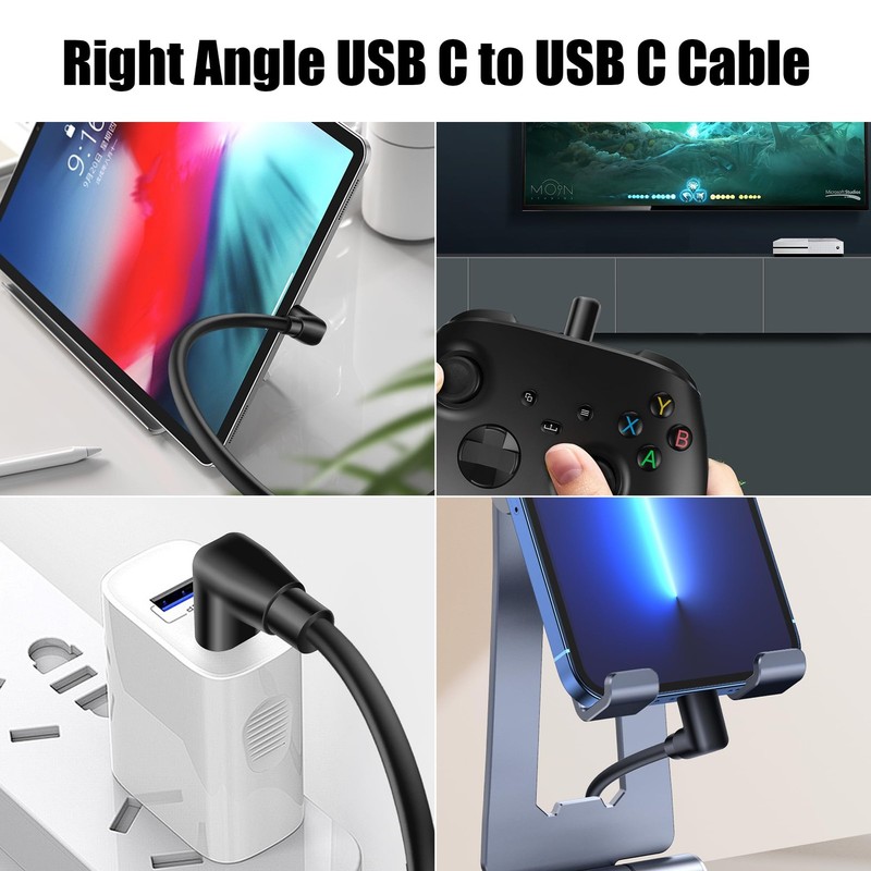 90 Degree USB Type C Cable USB 3.0 A to USB C Up Down Angle Fast Charge Cord... gallery