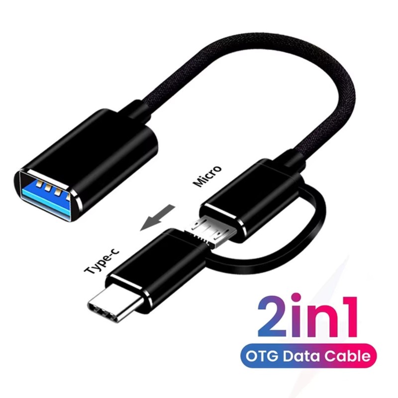Type-C 2-in-1 Adapter Micro USB & USB 3.0 Female To USB-C Male Converter, Black gallery