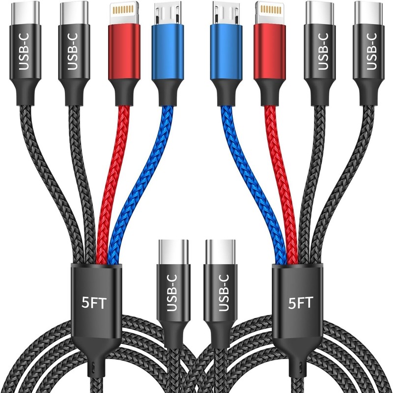 Universal 4-in-1 5FT USB C Charging Cable Pack for iPhones and Android Devices gallery
