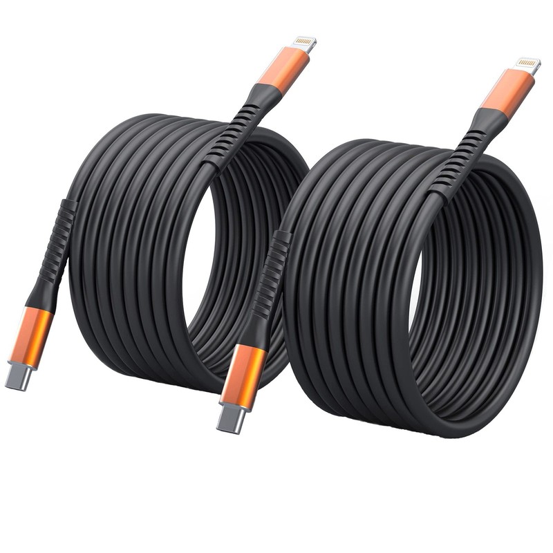 2 PCS 100W 6 Ft USBC To USBC Charger Cable Braided Fast Charging Silver gallery
