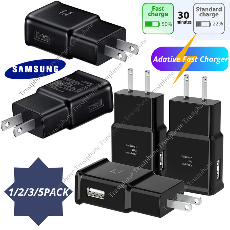 1-5 Bulk Lot Adaptive Fast USB Power Adapter US Wall Charger For Samsung Andriod