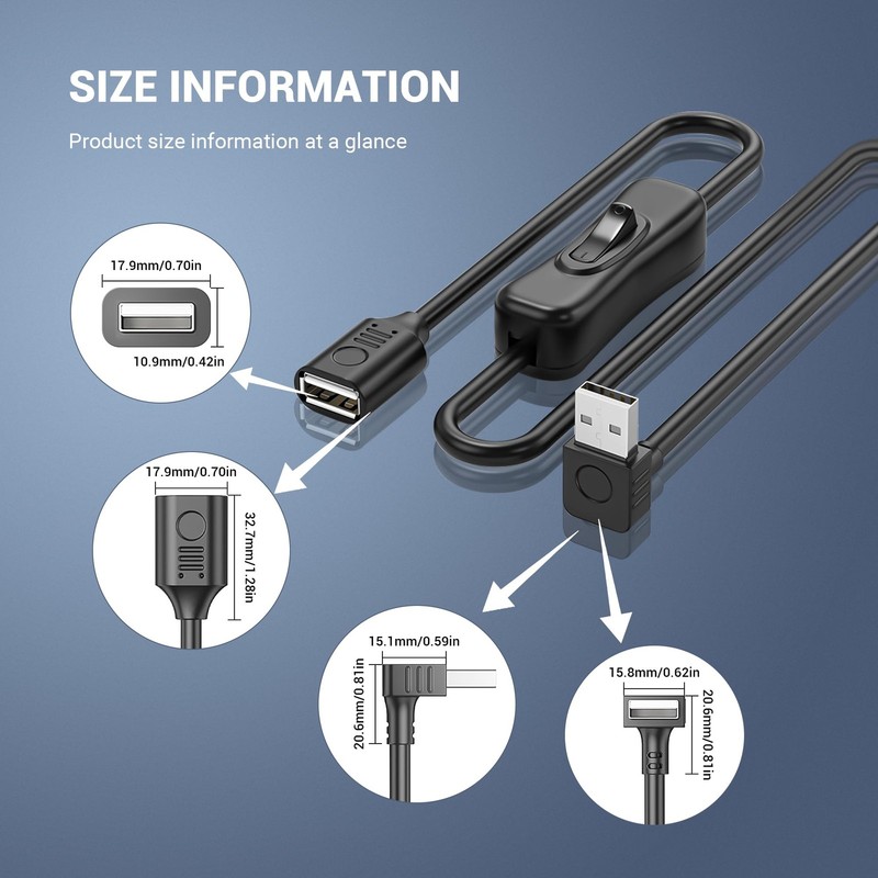 USB 3.0 Extension Cable, 2Pcs, 30cm, 90 Degree Up Angle, Male to Female, 5Gbps gallery