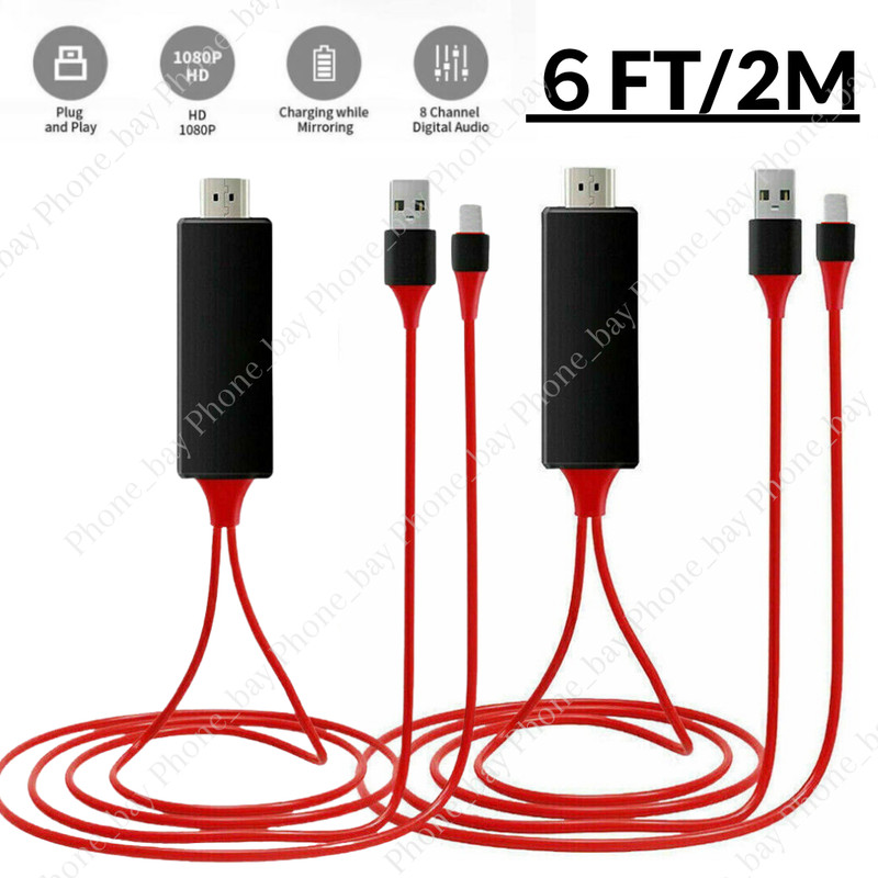For iPhone14 13 12 11 8 7 XR XS HDMI Mirroring Phone to TV HDTV Adapter AV Cable
