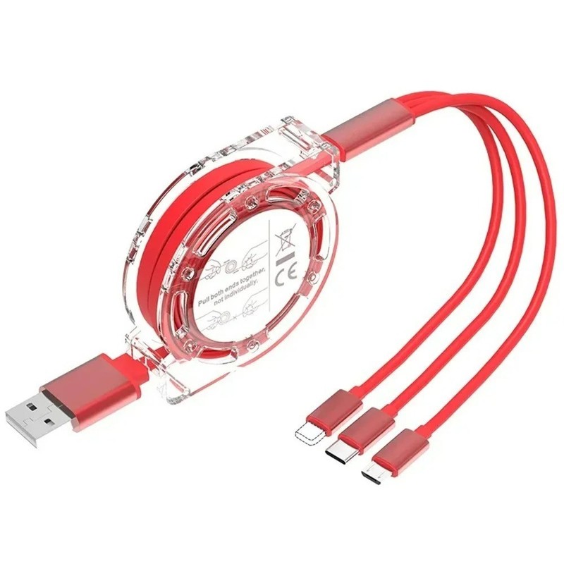 3-in-1 Retractable Data USB Cable Fast Charging For iPhone Type-C Micro USB gallery