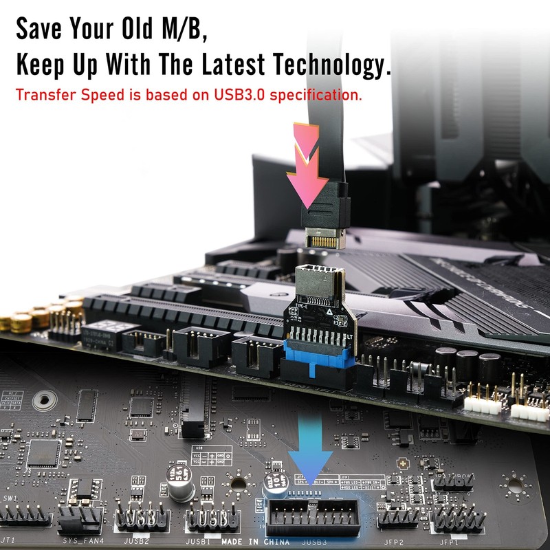 USB 3.0 Internal Header 19Pin To USB 3.1/3.2 TypeC 20Pin 180 Degree gallery