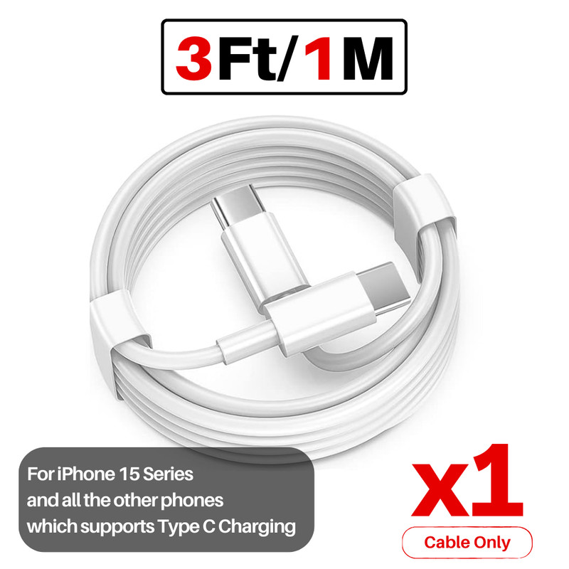 For iPhone 17 16 15 14 13 12 11 X XR 20W PD USB C Fast Charge Cube Type C Cable