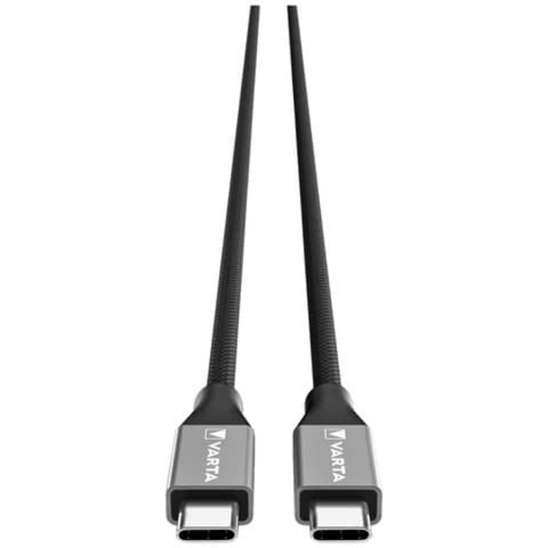VARTA USB C to Cable 2m Black Nylon 100W Fast Charge 10Gbps Sync gallery