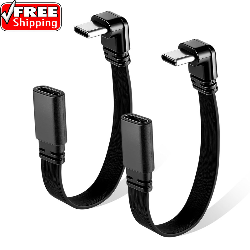 2Pack 90 Degree USB C Extension Cable, Usb2.0 C Male to Female Adapter, 4Inch/10
