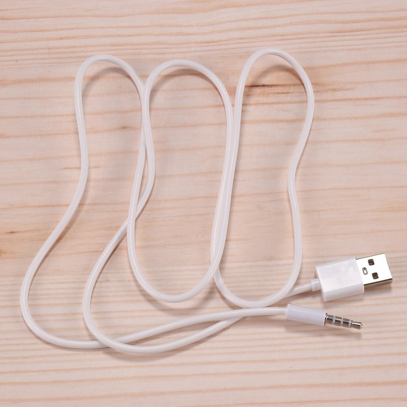 3.5mm Plug Audio AUX to USB 2.0 Plug Adapter Charging Cable 1M White P5U44072 gallery
