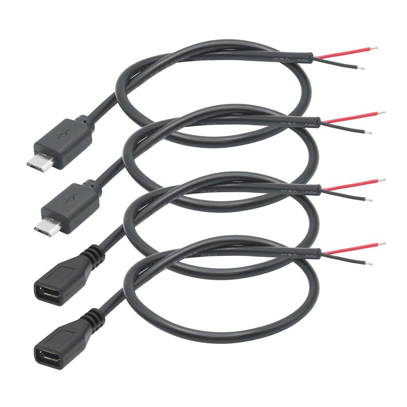 Short Micro USB & Female 2 Pin Bare Wire,30cm/11.8in Micro USB to Open End Pi…