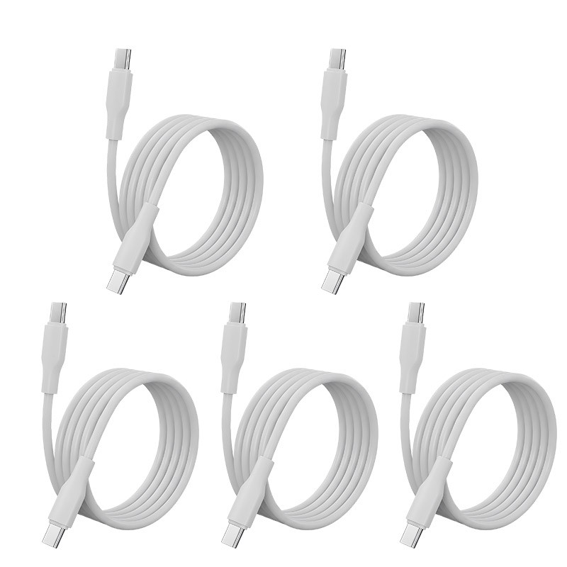 5-Pack 65W/3A USB Type-C Super Fast Charging PVC Cable For iPhone Android 1.5ft
