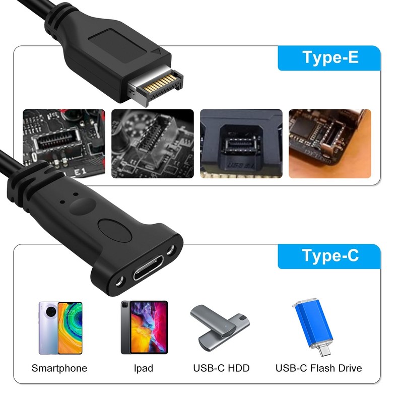 USB 3.2 Gen 2 C 10Gbps Front Panel Adapter Cable Motherboard Header Extension gallery