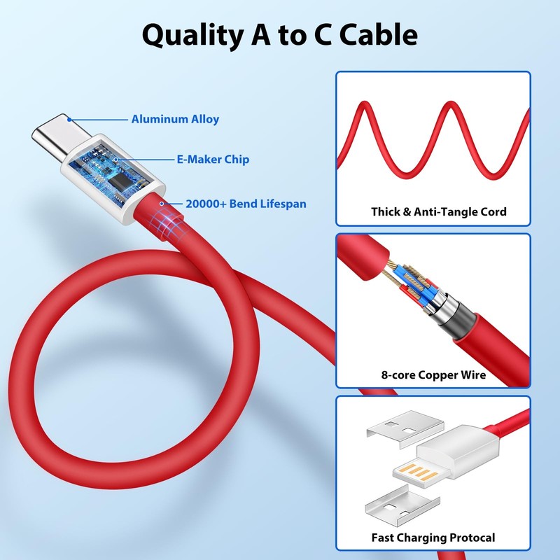 APAPATEK for Oneplus USB C Cable 80W Super-vooc Charging, 6.6ft 10A Red gallery