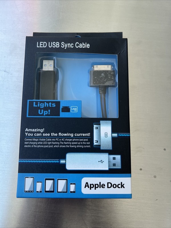 USB 2.0 LED Sync Cable Charger iPhone iPad iPod PC 4Ft. LED Light Up Cable