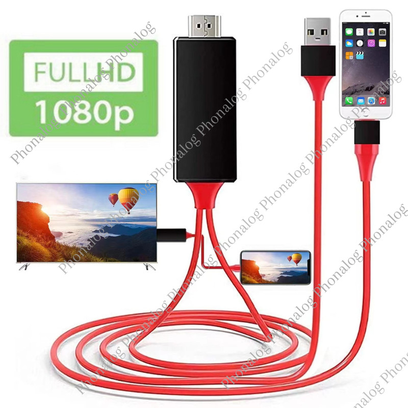 HDMI Mirroring AV Cable Phone to TV HDTV Adapter 1080P For iPhone 14 13 12 11 8