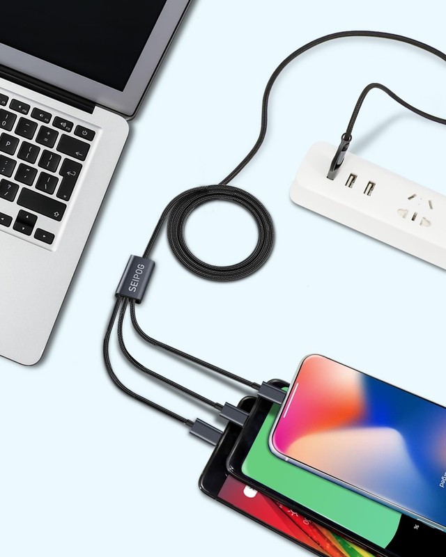 5 in 1 Multi Charging Cable - 4FT USB C, Micro USB, Type-C, Nylon Braided Cord gallery