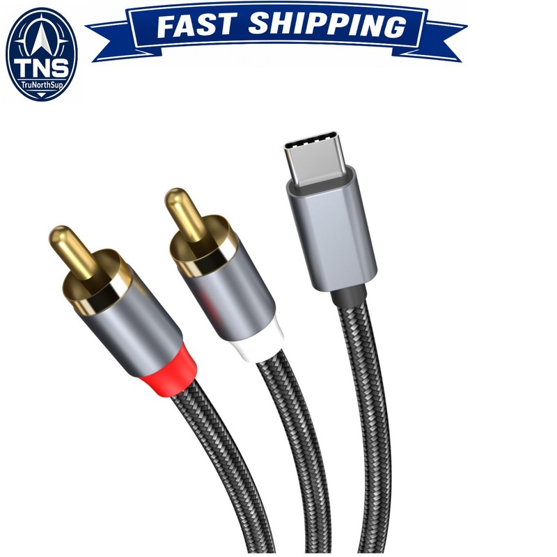 RCA to USB-C Audio Cable 1.2m Nylon Braided Male Male for Smartphone Tablet TV