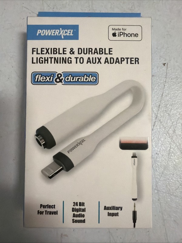 POWERXCEL FLEXIBLE & DURABLE LIGHTNIGH TO AUX ADAPTER —IPHONE