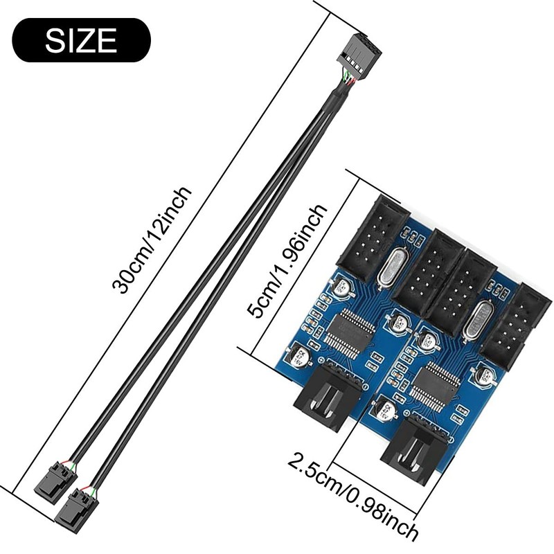 9 Pin USB Header 1 to 4 Female Extension Splitter, USB 2.0 Splitter Cable Con... gallery