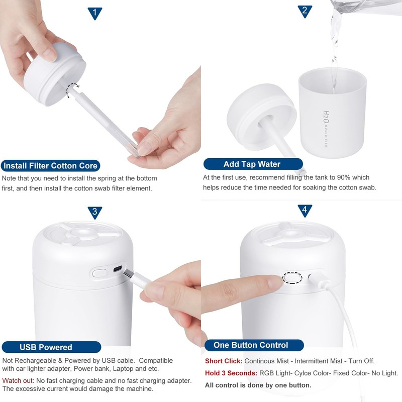 Portable Mini Humidifier, 300ml USB Cool Mist Small Humidifier with... Fast Ship gallery