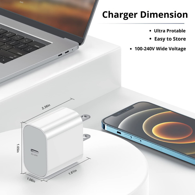 USB C Fast Charger Cube 20W PD Adapter for iPhone Air/17/16E/16Pro/15/14/13/12/8 gallery