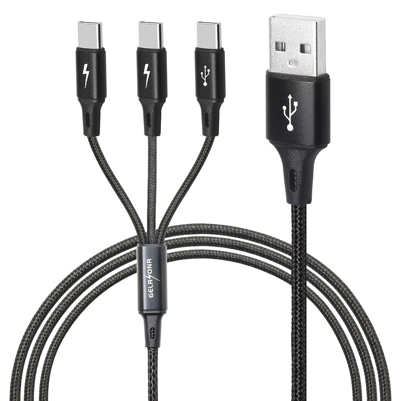 GELRHONR USB C Multi Charging Cable, USB C Splitter Cable, 3 in 1 Type C Fast Ch