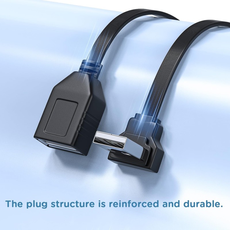 2PCS 90 Degree USB2.0 Extension Cable Flat Right Angle USB to Female Adapter ... gallery