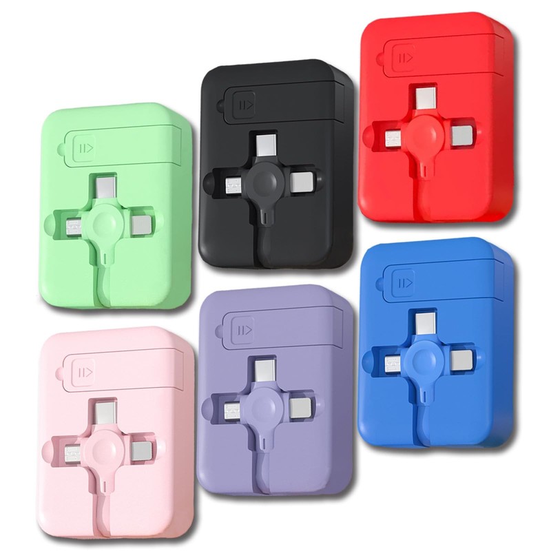 6 Pcs 3 in 1 Retractable Multi Fast Chargers Cable Bulk(3.28FT) with USB /Mic…