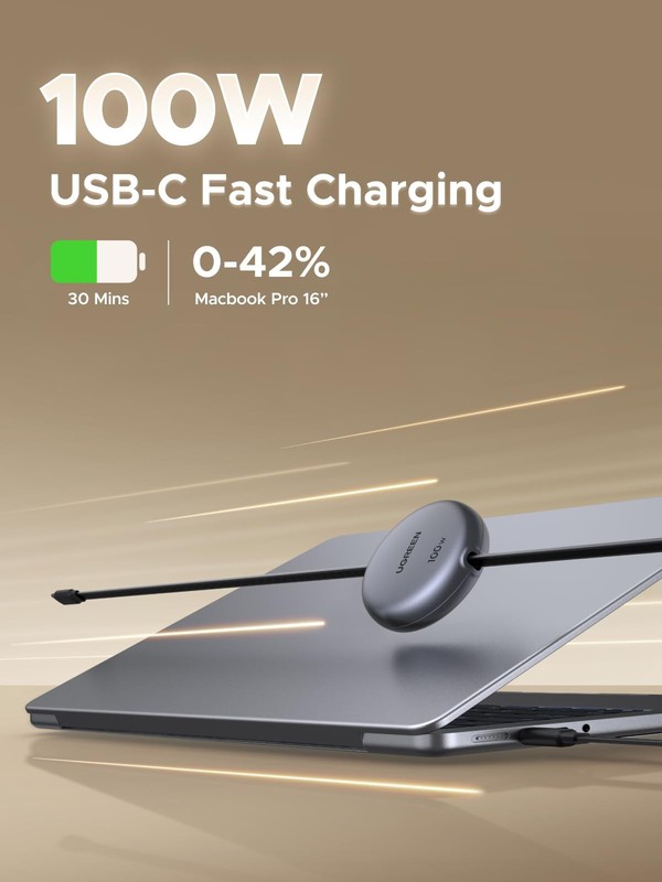 UGREEN 100 W Retractable USB‑C Cable – Fast PD Charge, 4‑Step, Tangle‑Free gallery